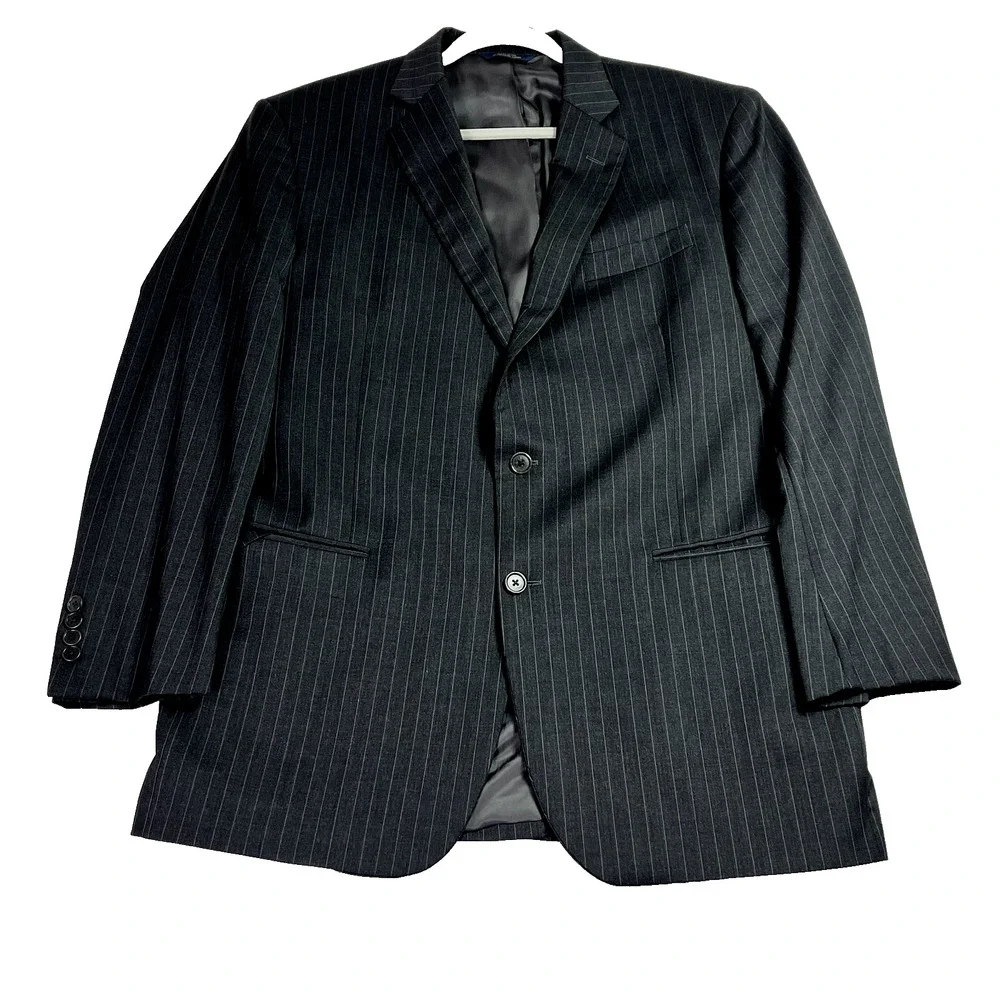 Brooks Brothers 1818 Madison Blazer Mens 44L/W39 Gray Striped Suit Jacket Wool